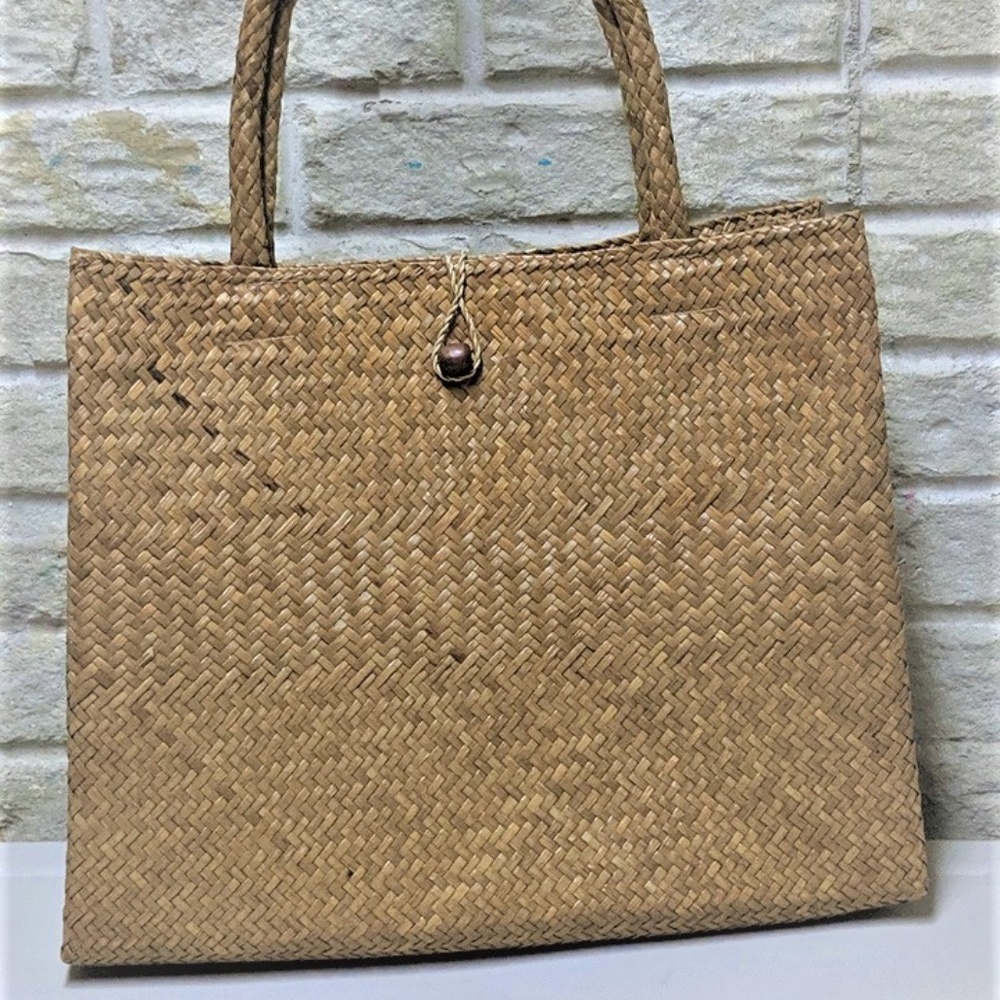 Raffia Tote Handbag Vegan Purse l - Picture 3 of 11